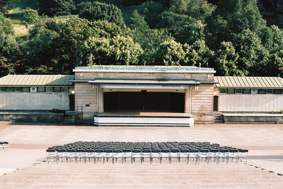 Merriweather Post Pavilion outdoor amphitheater lawn concert — charter bus drop-off